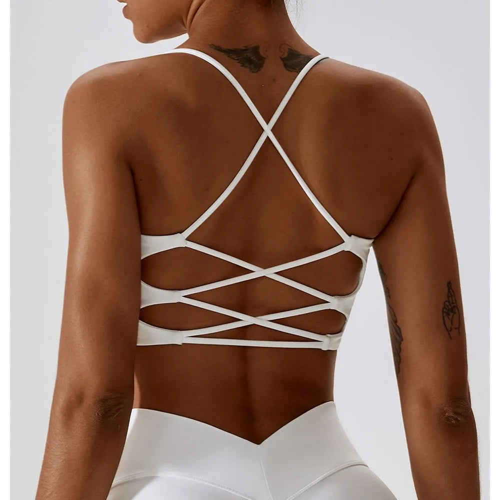 Multi-Strap Cross Back Women Fitness Sports Bra