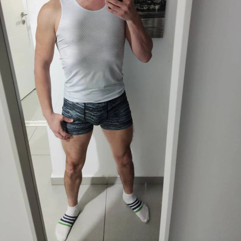 Men Gyms Shorts Elastic Compression