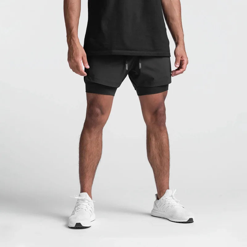 BreathableDouble layer sport  shorts Gyms